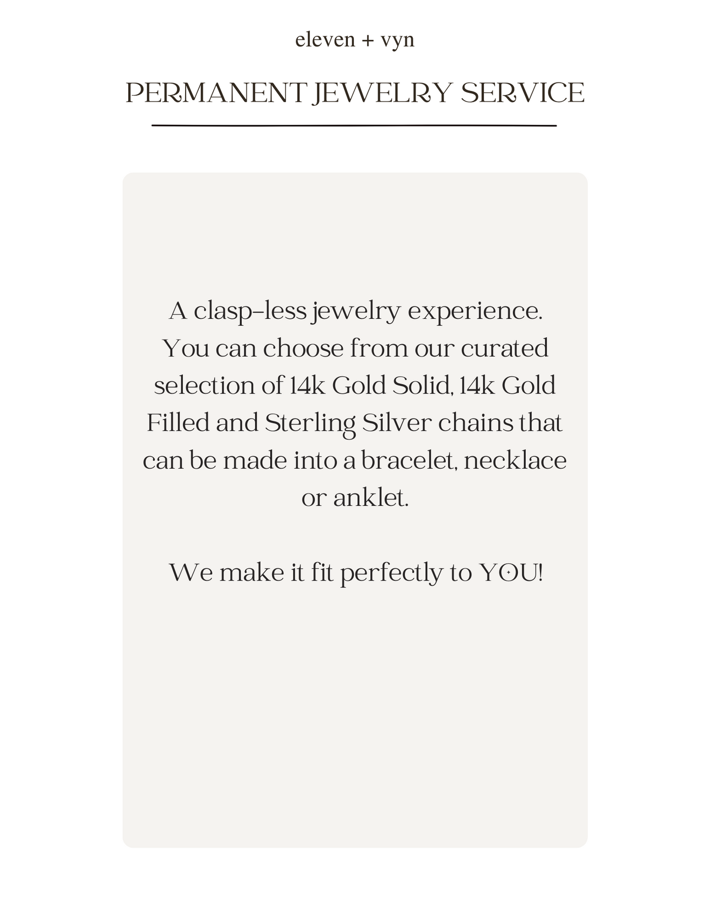 Permanent Jewelry Appointment