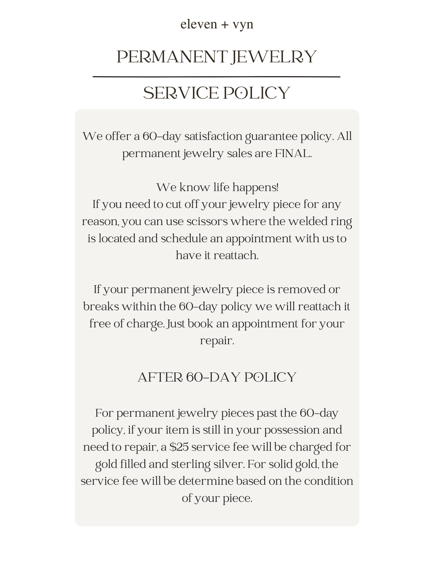 Permanent Jewelry Appointment