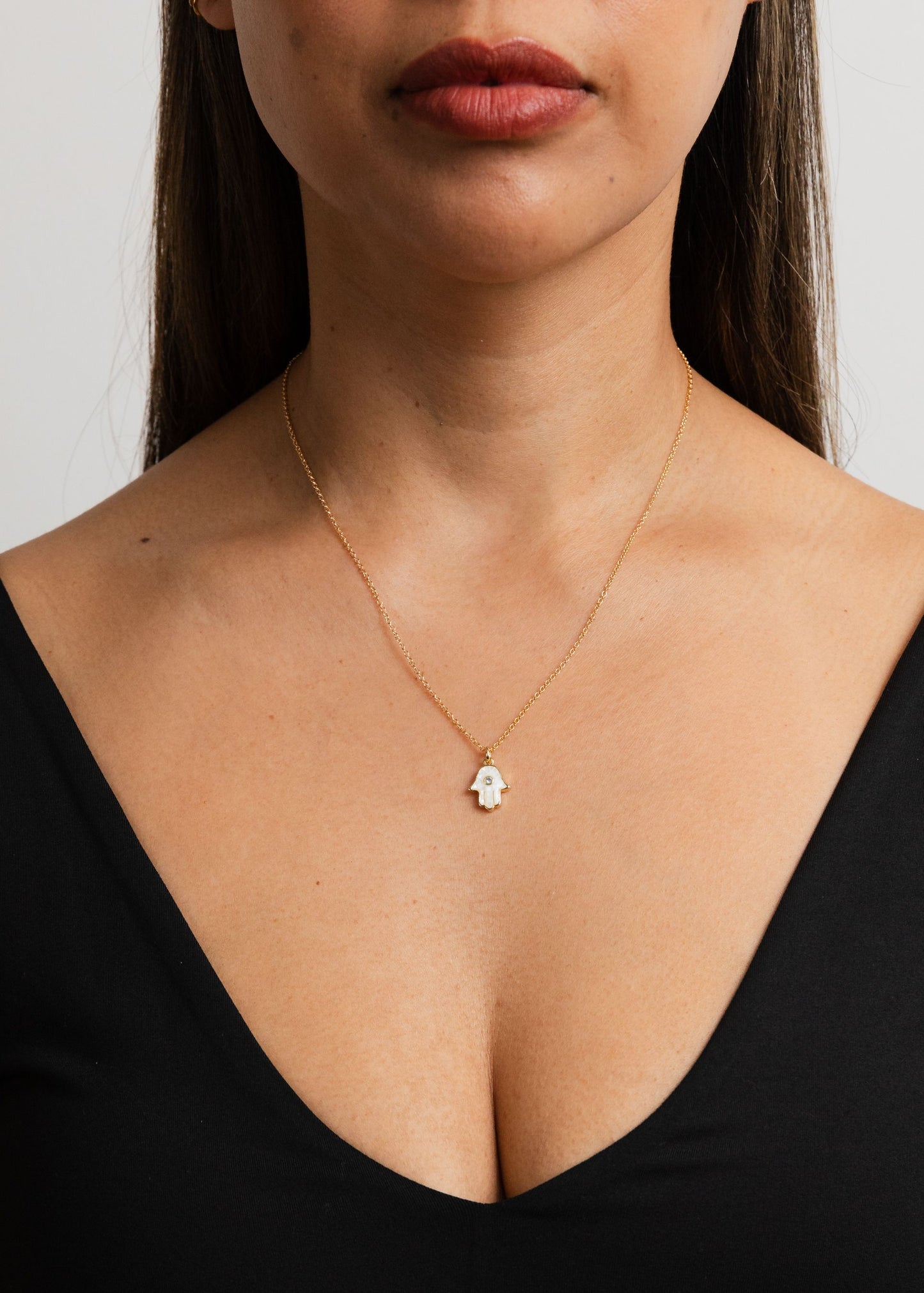 Hamsa Pearl Necklace