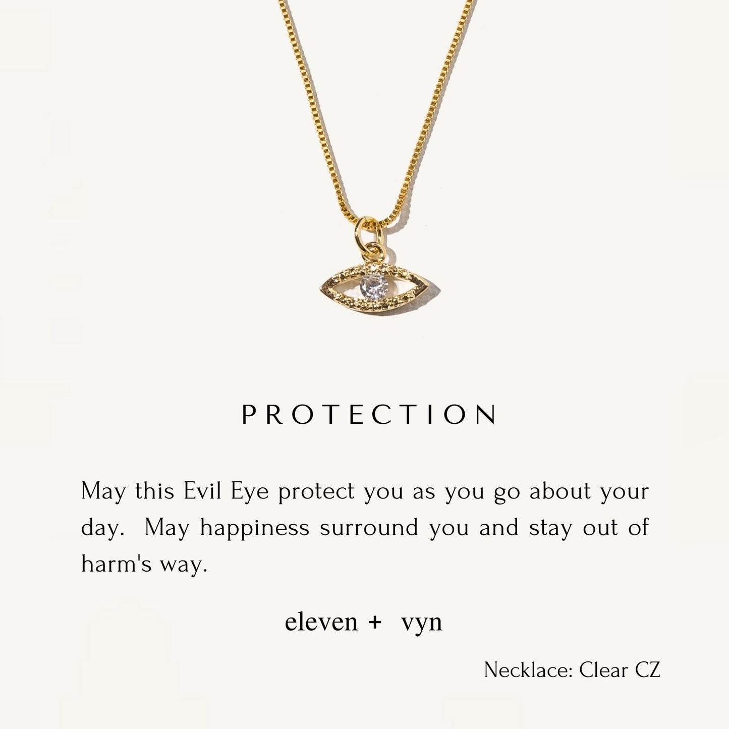 PROTECTION • Clear CZ stone • Necklace